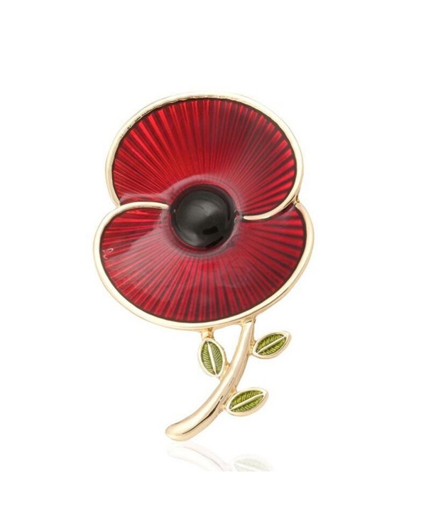 Poppy Brooches Remembrance Sunday Red Flower Rhinestone Badges Banquet Enamel Poppy Lapel Pin - CV187DH5KRZ