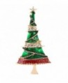 VOGUEKNOCK Christmas Brooch Xmas Wreaths Snowman Snowflake Santa Candy Cane Brooch Pin - tree - CB187O0IGC8