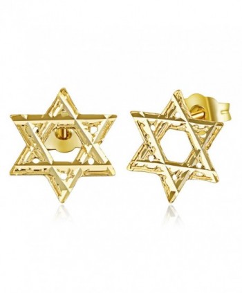 Yellow Gold Star David Earrings