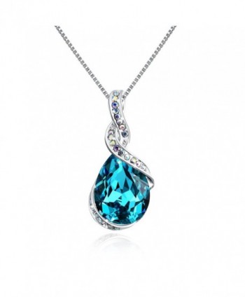 Osiana "Ocean Star" Drop-Tear Swarovski Crystal Pendant Necklace Fashion Jewelry Gifts for Women - Aqua - CE12J7SI53B