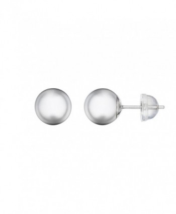 14kt White Gold Balls Stud Earrings with Comfort Silicone Back - CK12BUXC9RJ