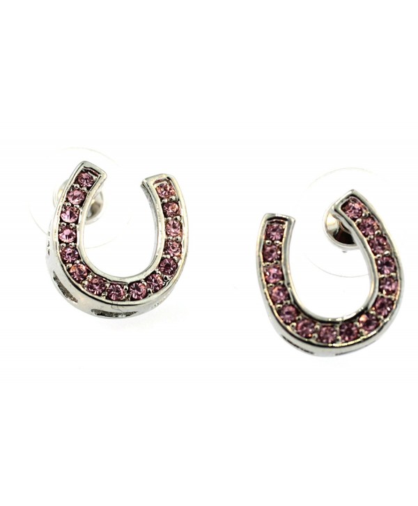 Crystal Horseshoe Earrings (Pink) - CD12LHI76FR