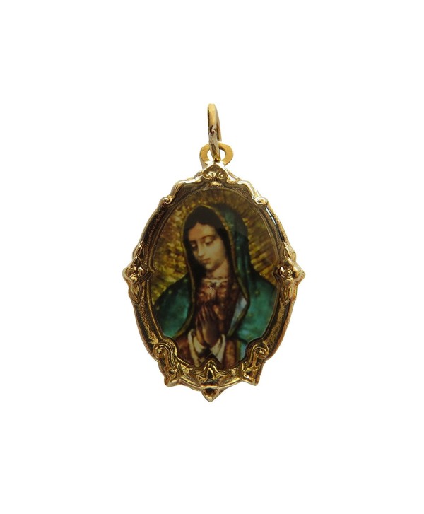 Virgen De Guadalupe Medal (Gold-tone) Frame-shapped Virgin Mary Catholic Pray Handmade Medal - CL11MV1FNQJ