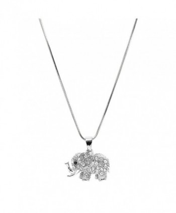 chelseachicNYC Crystal Raised Trunk Lucky Elephant Necklace - C7129QUROBT