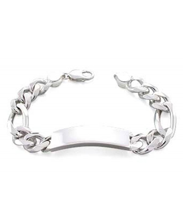 6mm (150 Gauge) Italian .925 Sterling Silver Figaro Link Unisex ID Bar Bracelet (Engravable) - CK11FBA8EF3