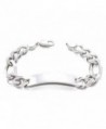 6mm (150 Gauge) Italian .925 Sterling Silver Figaro Link Unisex ID Bar Bracelet (Engravable) - CK11FBA8EF3