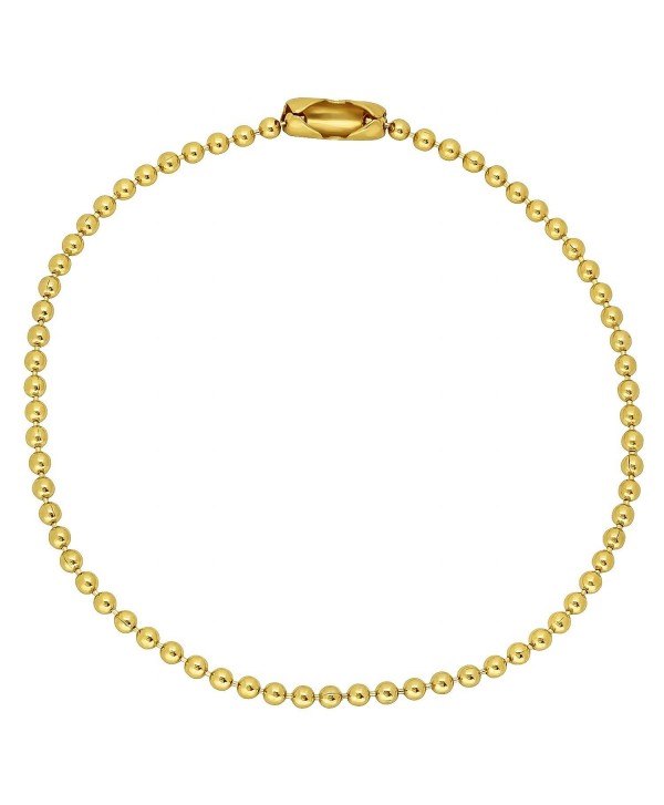 Thin 2.3mm 14k Yellow Gold Plated Military Style Ball Chain Bracelet + Microfiber Jewelry Polishing Cloth - CF11UMQ795N