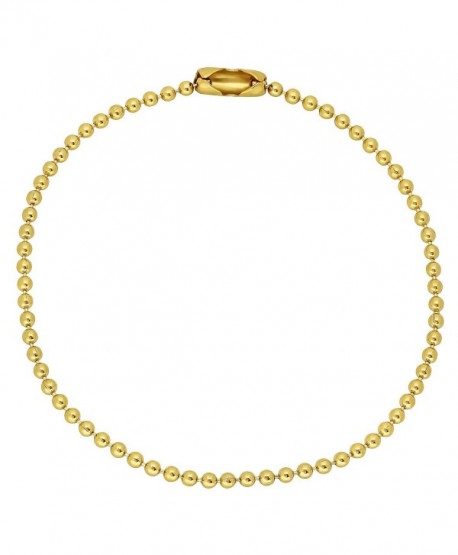 Thin 2.3mm 14k Yellow Gold Plated Military Style Ball Chain Bracelet + Microfiber Jewelry Polishing Cloth - CF11UMQ795N