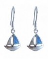 Sailboat Earrings Lab Created Blue Simulated Opal .925 Sterling Silver. 1.2 Inch - C711YVJL4IF