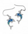Sterling Silver Synthetic Blue Opal Dolphin Dangle Earrings - CR11MBPHU2P