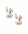 Spinningdaisy Gold Plated Cute Little Smiling Bunny with Flower Earrings - CW1185KTAP9