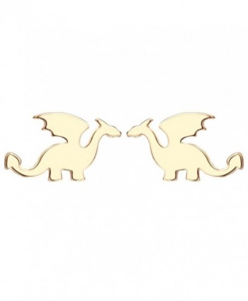 Ancient Period Dragon Earring Studs Silver Flying Animal Cool Punk Jewelry for Teens - Gold - CY1872T8XNS
