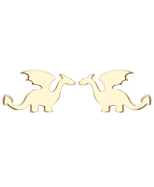 Ancient Period Dragon Earring Studs Silver Flying Animal Cool Punk Jewelry for Teens - Gold - CY1872T8XNS