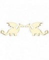 Ancient Period Dragon Earring Studs Silver Flying Animal Cool Punk Jewelry for Teens - Gold - CY1872T8XNS
