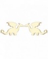 Ancient Period Dragon Earring Studs Silver Flying Animal Cool Punk Jewelry for Teens - Gold - CY1872T8XNS