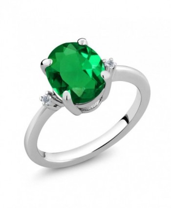 Emerald Sterling Silver 3 Stone Womens - CA11PH5JR95