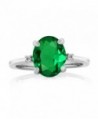 Emerald Sterling Silver 3 Stone Womens