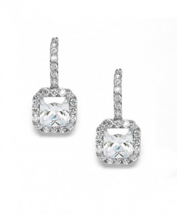 Mariell Art Deco Radiant-Cut Cubic Zirconia Bridal Dangle Earrings - Vintage Wedding CZ Drop Earrings - CD122NZCIVZ