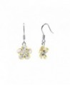 Sterling Silver 14k Yellow Gold Plated Trim CZ Plumeria Hook Earrings- 12mm - CO1175T9769