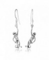 925 Oxidized Sterling Silver Hanging Monkey Ape Baboon Dangle Hook Earrings- 40 mm - C211ASVJB43