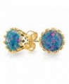 Bling Jewelry Oval Crown Simulated Black Opal Stud earrings Gold Plated 6mm - CZ12LV9AKSB