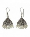 MuchMore Oxidized Silver Plated Brass Indian Pearl Jhumki Earrings Partywear Jewelry - CR1855KTT9I