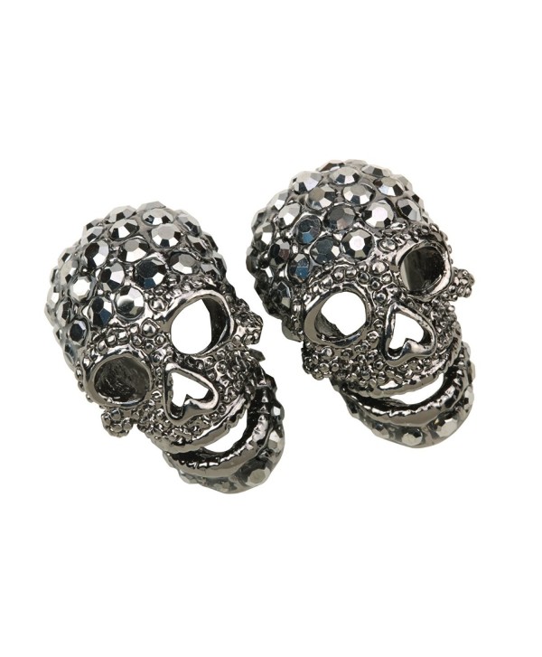 Szxc Jewelry Women's Crystal Skull Stud Earrings - gray - CW12N0KR7SV