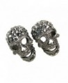 Szxc Jewelry Women's Crystal Skull Stud Earrings - gray - CW12N0KR7SV