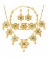 U7 Gold Plated Turquoise Flower Earrings Necklace Bracelet Set for Women - C411Z2ZNXLN