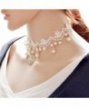 Kissweet White Lace Choker Necklace Elegant Necklace Pearl Pendant Choker for Women - C412JWLSCXV