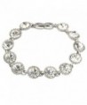 EVER FAITH Silver-Tone Crystal Bridal Art Deco Circle Round Row Link Bracelet Clear - CU11VHXWC8J