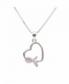 Sterling Silver Heart "Never Give up - You are Loved" Breast Cancer Awareness Ribbon Necklace - CG180500809