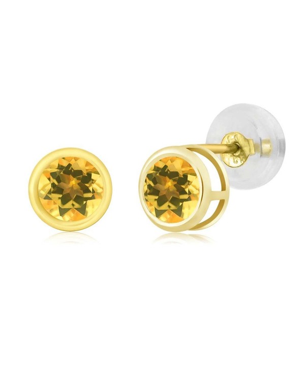 0.52 Ct Round 4mm Yellow Citrine 14K Yellow Gold Stud Earrings - CL11H3EE3FL