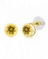 0.52 Ct Round 4mm Yellow Citrine 14K Yellow Gold Stud Earrings - CL11H3EE3FL