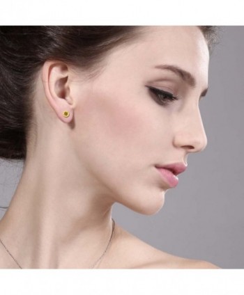 0 52 Round Yellow Citrine Earrings in Women's Stud Earrings