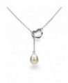 Sterling Silver Chain Cultured Freshwater Pearl Pendant Necklace Jewelry for Women 9x11mm 21 inch - White - CR17YINW5NE
