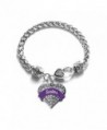 Purple Sister Pave Heart Bracelet Silver Plated Lobster Clasp Clear Crystal Charm - CL123HZS03F