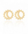LAONATO Plated Brass Sun and Moon Earrings - Gold - C7188A50S92