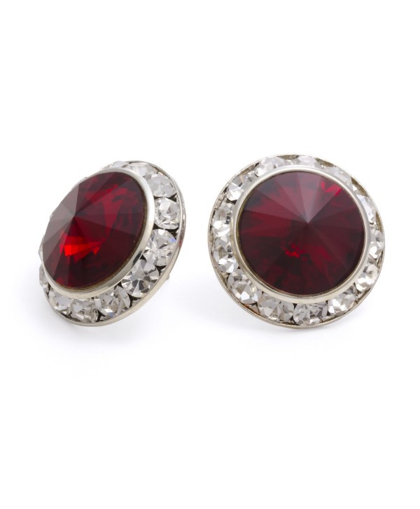 PammyJ Dark Red 20mm Crystal Center Post Earrings - C8114F9HR9V