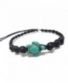 Bracelet or Anklet Sea Turtle in Turquoise - Lava Rock Stone Beads Turtle Hemp - Adjustable Cord - CC12OCEAD28