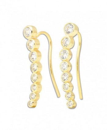 Sterling Bezel set Climber Hypoallergenic Earrings - Gold Plated - CX11V15LUQD