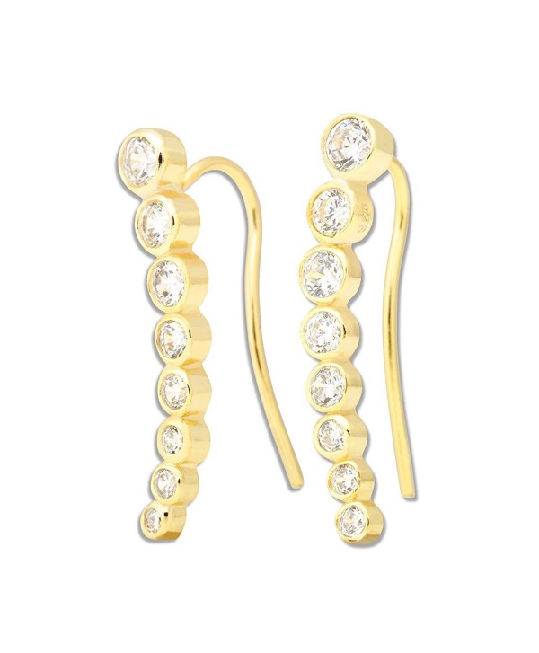 Sterling Bezel set Climber Hypoallergenic Earrings - Gold Plated - CX11V15LUQD