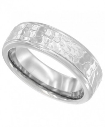 Surgical Stainless Steel 6mm Ladies Hammered Wedding Band Ring Bullnose Edge Comfort fit- sizes 5 - 9 - CB11H5O65TV