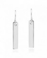 Modern Rectangle Bar Fashion Label Tag .925 Sterling Silver Dangle Earrings - CG12HKIG5TV