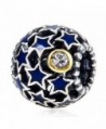Starry Night Charm 100% 925 Sterling Silver Openwork Charms Blue Stars Bead for European Bracelet - CA12NZRARU3