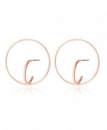 Jane Stone Fashion Italian Solid Geometric?Figure Gold Copper Hoop Stud Earrings for Women - rose gold - C112MY31M50