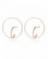 Jane Stone Fashion Italian Solid Geometric?Figure Gold Copper Hoop Stud Earrings for Women - rose gold - C112MY31M50