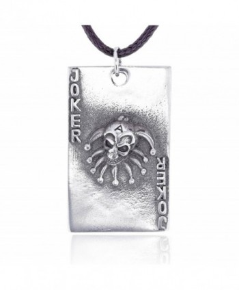 Dan's Jewelers Joker Skull Playing Card Pendant Necklace- Fine Pewter Jewelry - CG112CI6EEV