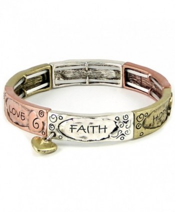 4031410 Faith Hope Love Tri Tone Stretch Bracelet Heart Charm 1 Corinthians Scripture - CF11IAMJHX7