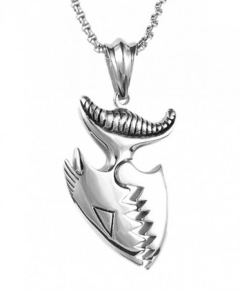 Xusamss Hip Hop Titanium Steel Piranha Tag Pendant Fish Necklace-24" Chain - White - C61829ZYY0U